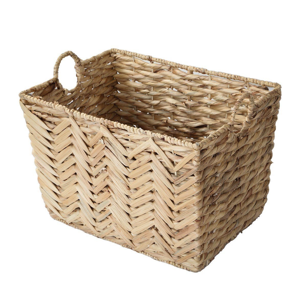 Panier haut en jacinthe d'eau grand modèle - L52xH37 cm bois clair, CALICOSY