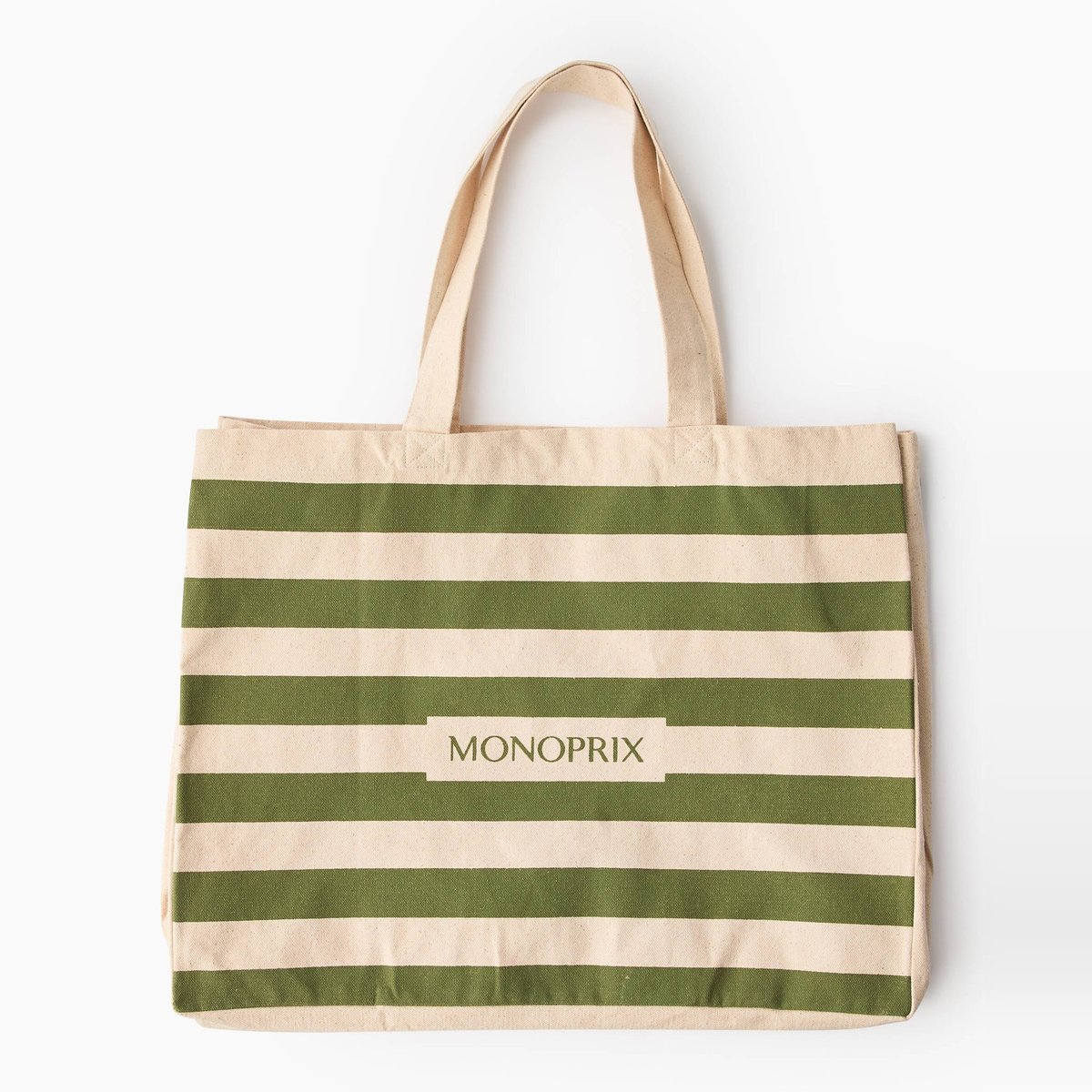 Cabas coton bio, en coton biologique,45 x 35 x 20 cm kaki, MONOPRIX
