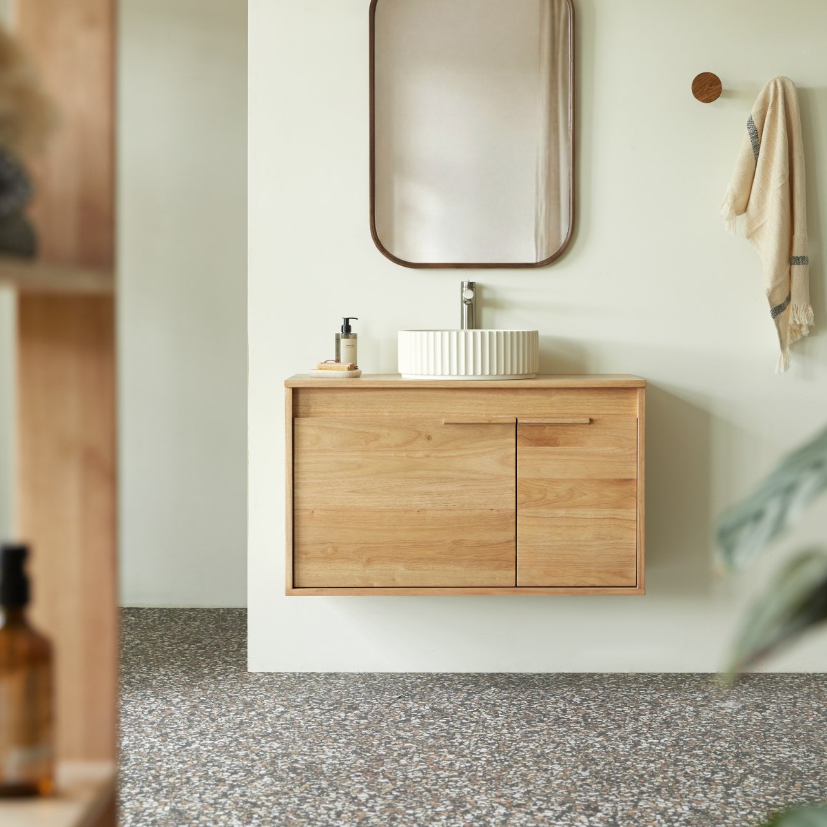 Meuble Salle De Bain en Hévéa massif, NÉO naturel, TIKAMOON