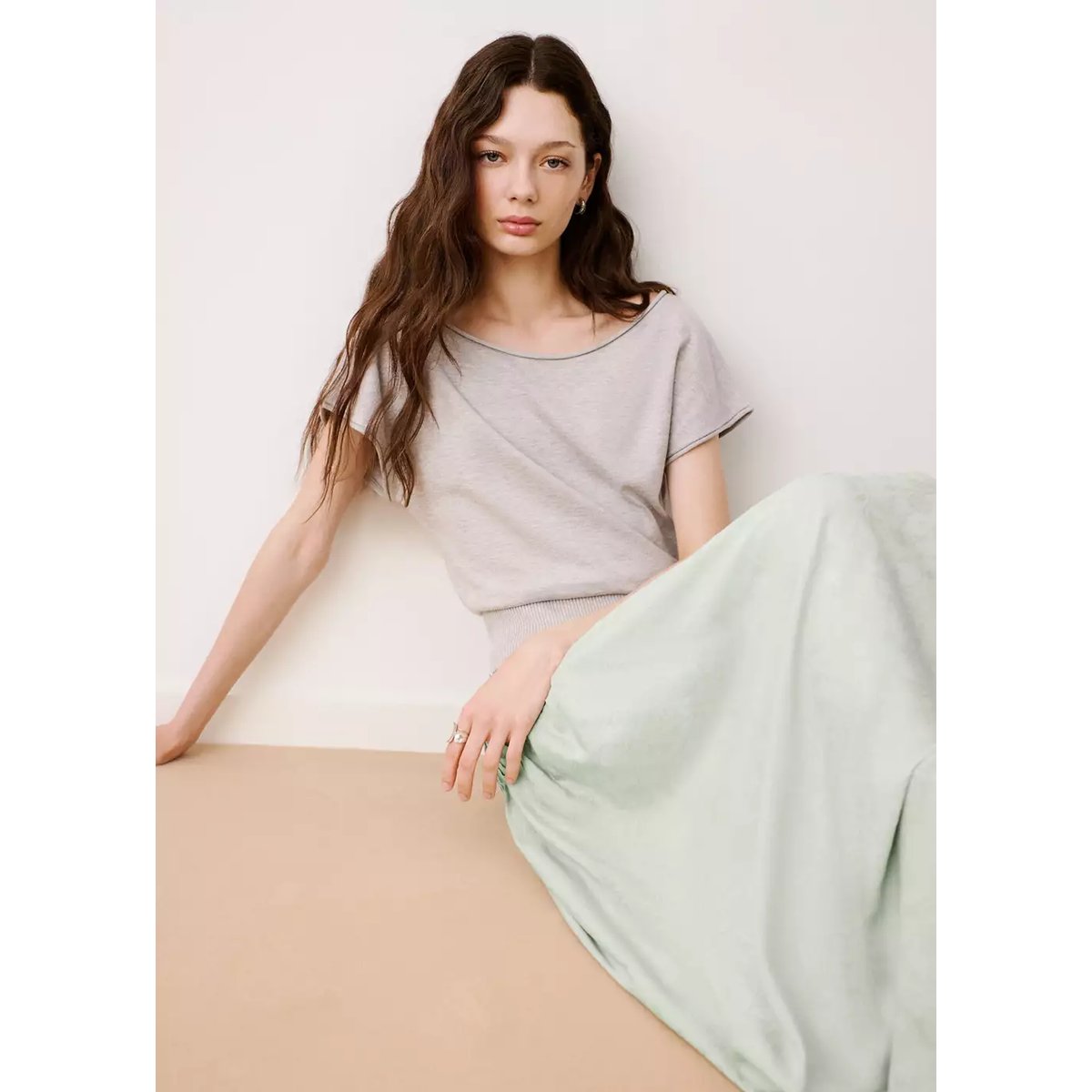 Jupe évasée plissée vert menthe, MANGO TEEN