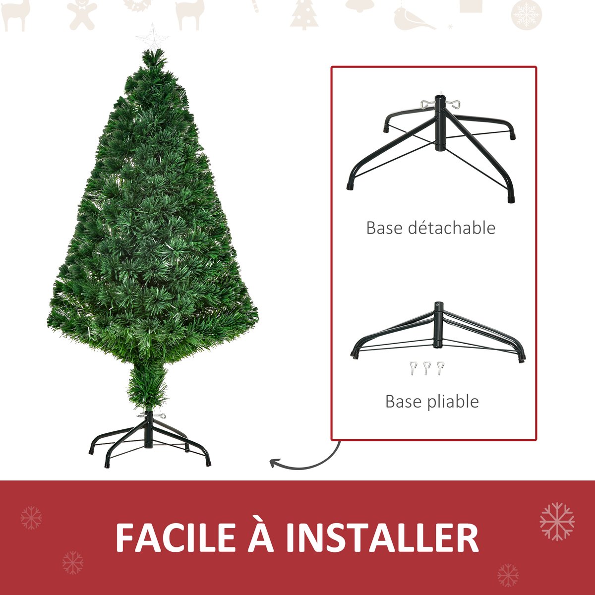 Sapin de Noël Plastique Vert vert, HOMCOM