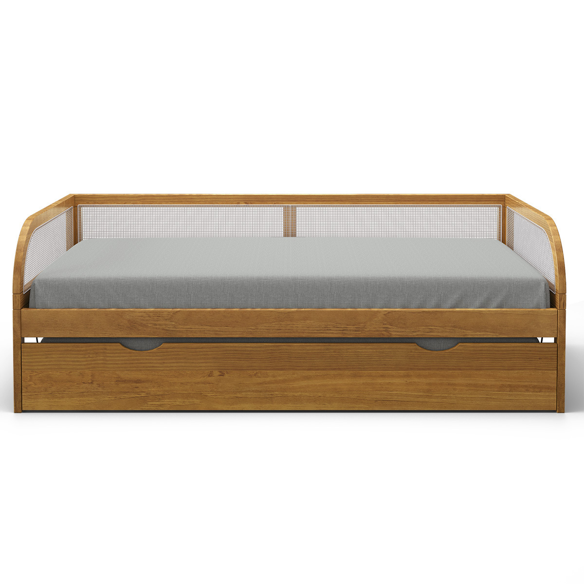 Pack lit enfant gigogne avec matelas Bois massif  LAYA noisette, AKITEN RETAIL