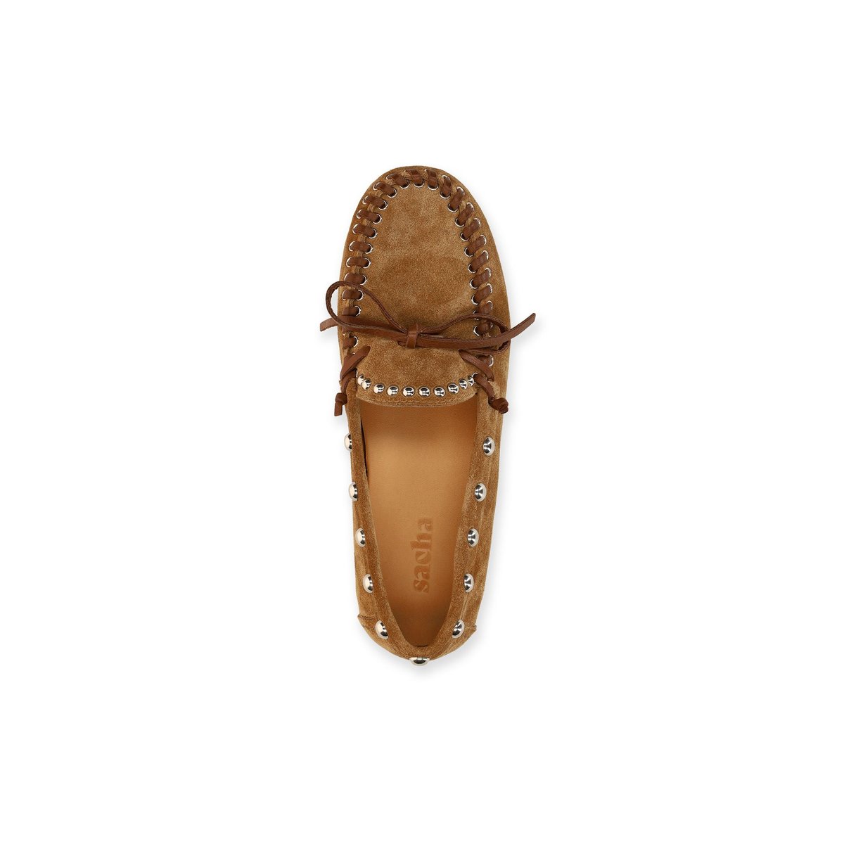 Chaussures bateau en daim avec clous marron, SACHA