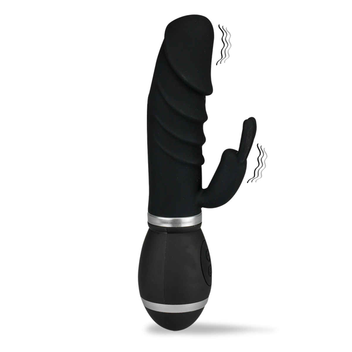 Mini vibro rabbit USB silicone gros gland noir, LOVE AND VIBES