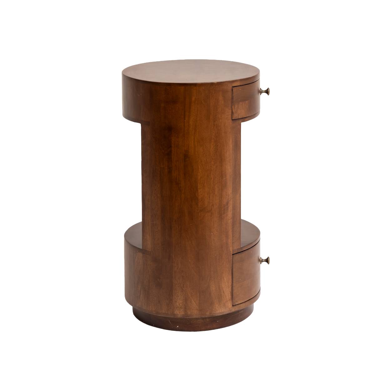 Table de chevet ronde en bois de manguier  OANA bois foncé, MADE IN MEUBLES 