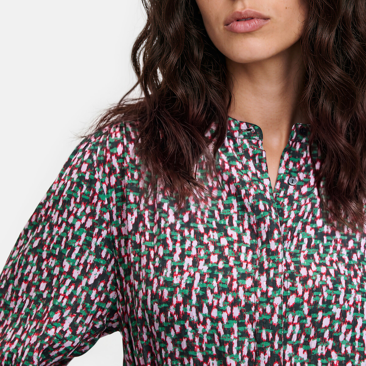 Robe chemise midi imprimée manches longues imprimé fond marine, LA REDOUTE COLLECTIONS