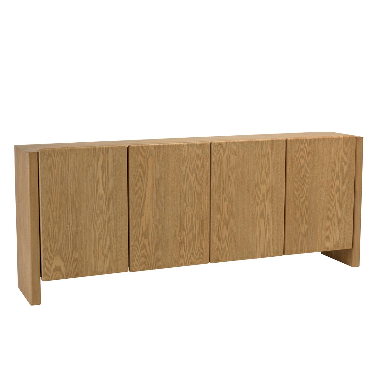 Buffet 190cm couleur naturelle 4 portes design arrondi VELAR bois naturel, PIER IMPORT