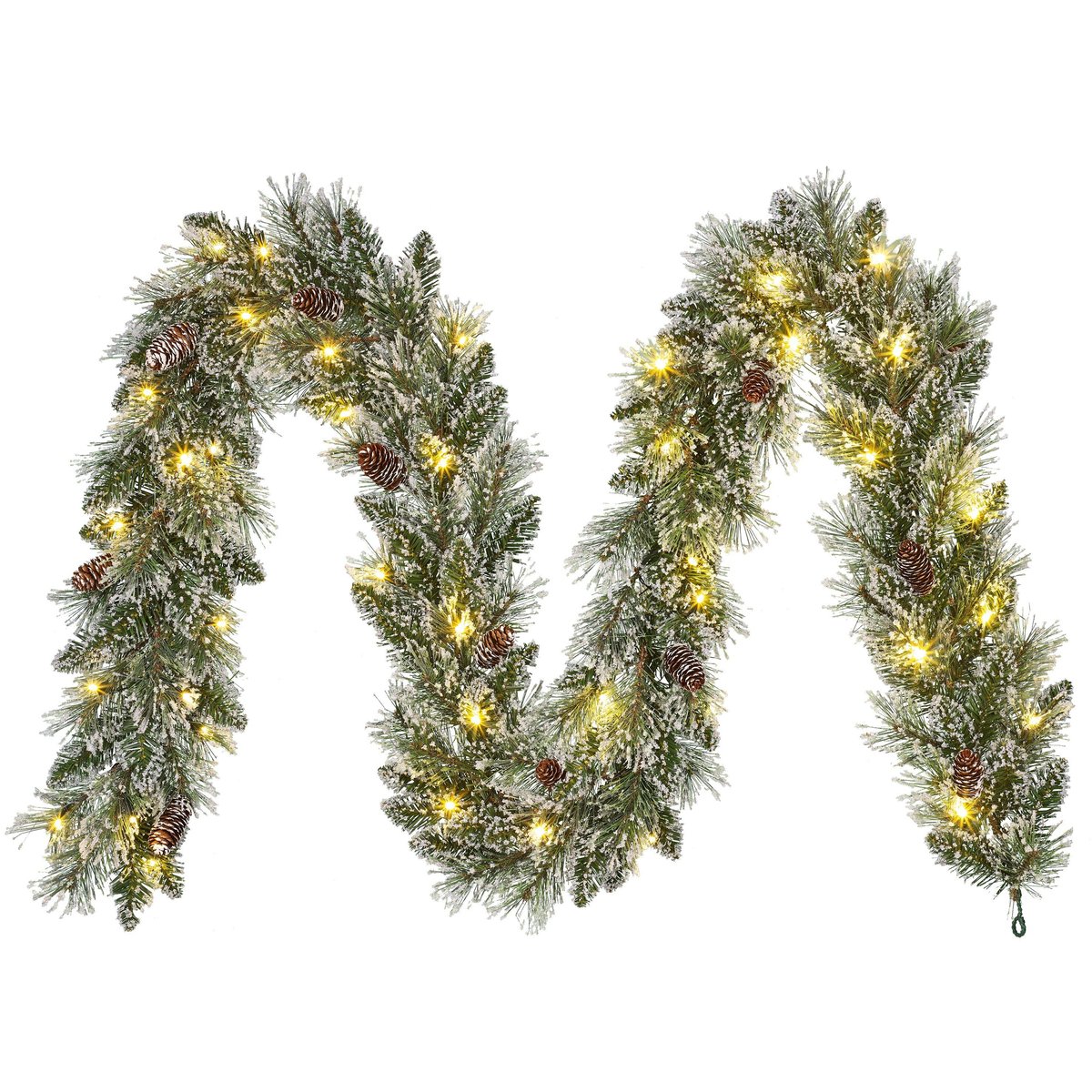Guirlande de Noël enneigée avec LED L270 cm VANDANS vert givre, BLACK BOX TREES
