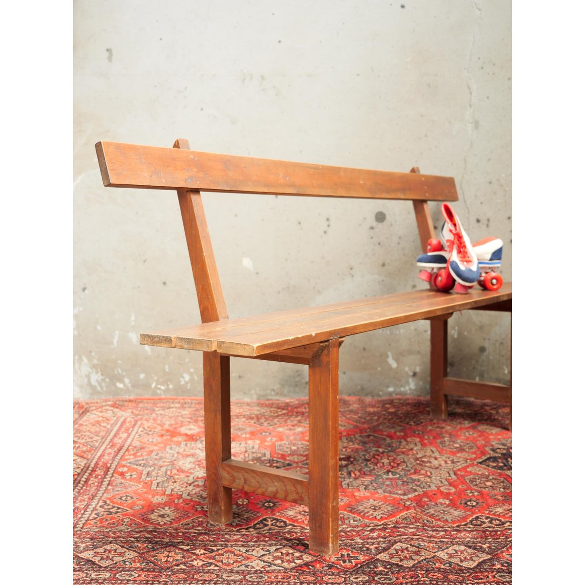 Banc en bois Antoine N°439 - Bon état bois foncé, DEBONGOUT