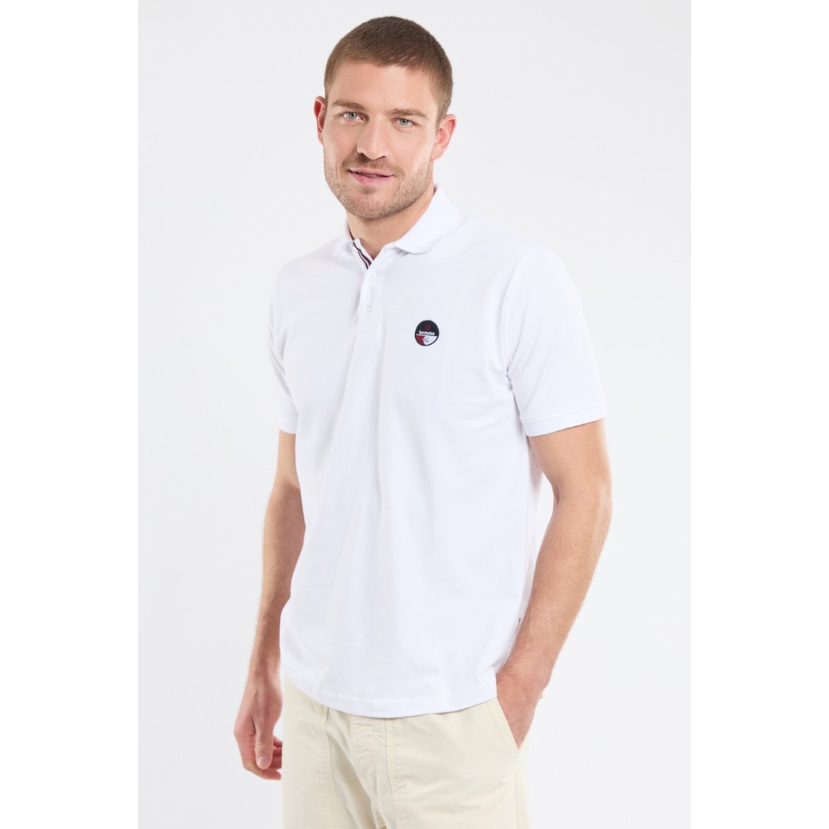 Polo uni GOTNEY blanc, BERMUDES