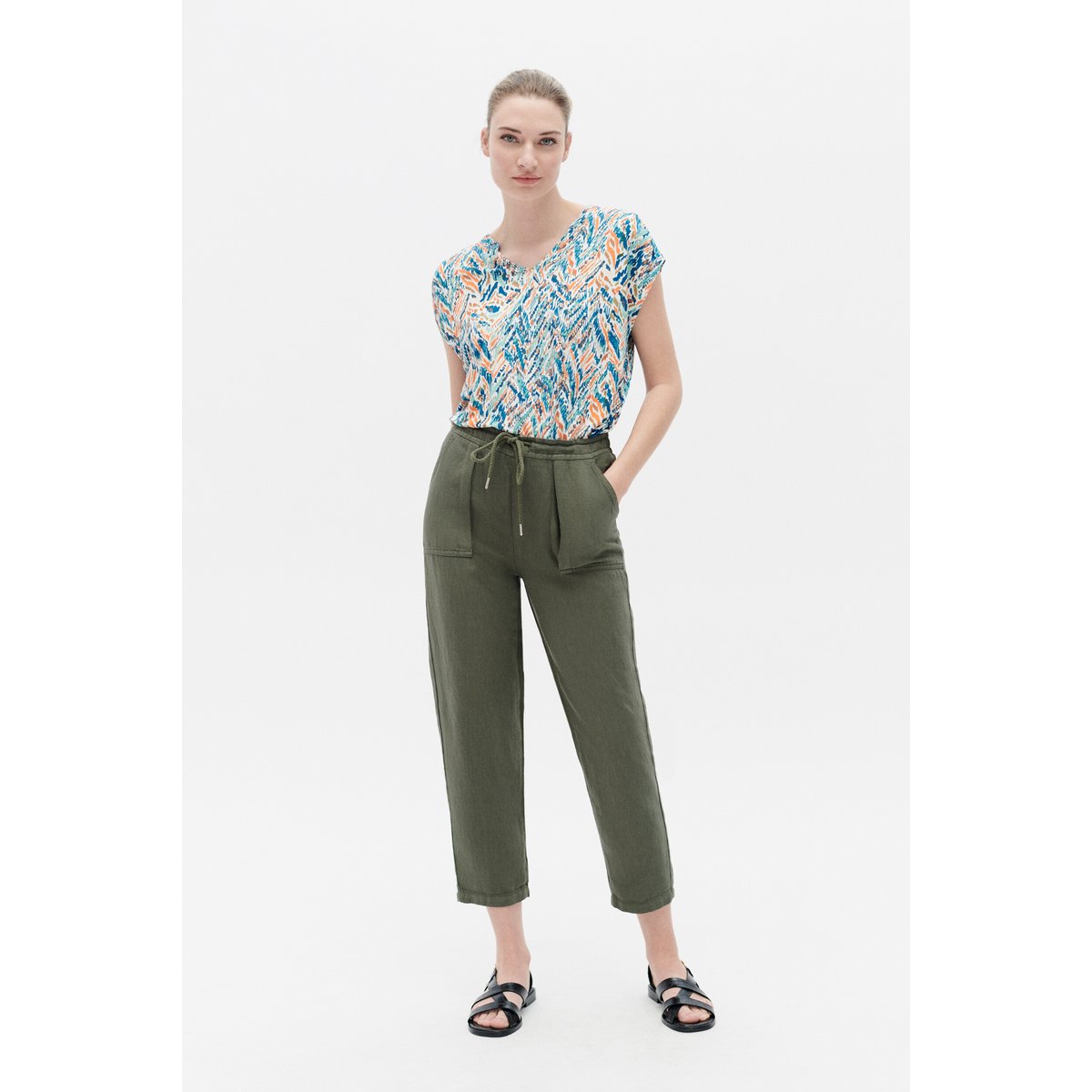 Pantalon ample en toile IGNACE vert kaki, CAROLL