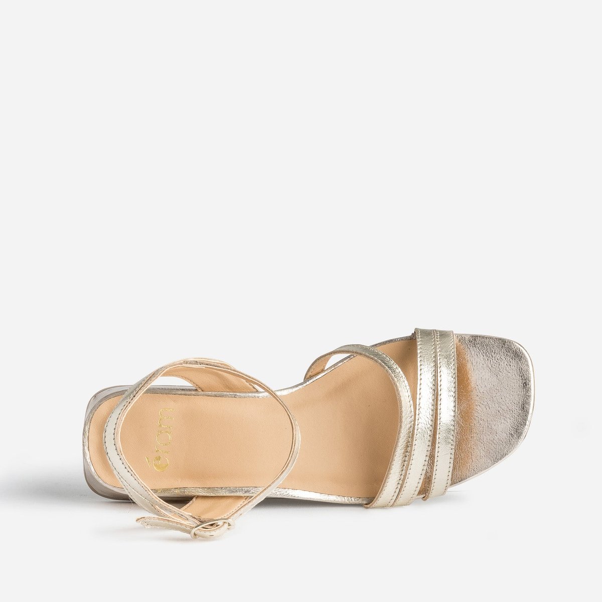 Sandale Plate en cuir NINA-LOU champagne, ERAM