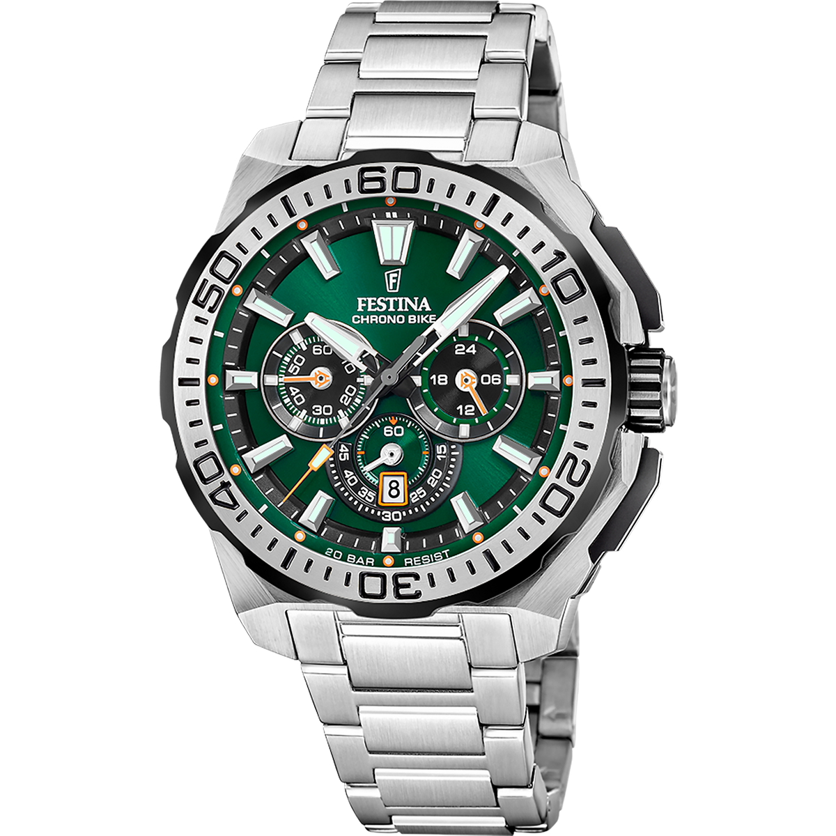 Montre Analogique CHRONOBIKE argenté vert argenté, FESTINA