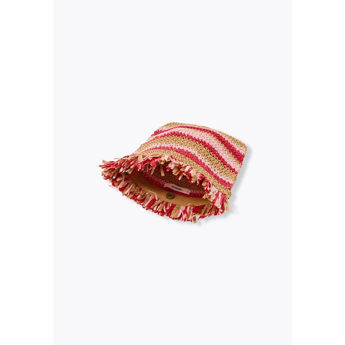 Pochette rayée en raphia rayé rose, PROMOD