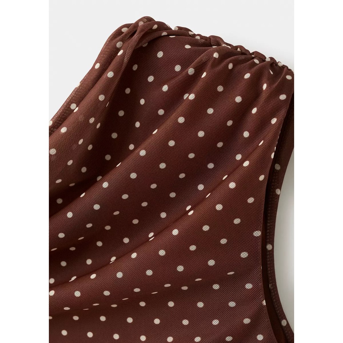 Robe midi ajustée à pois marron, MANGO