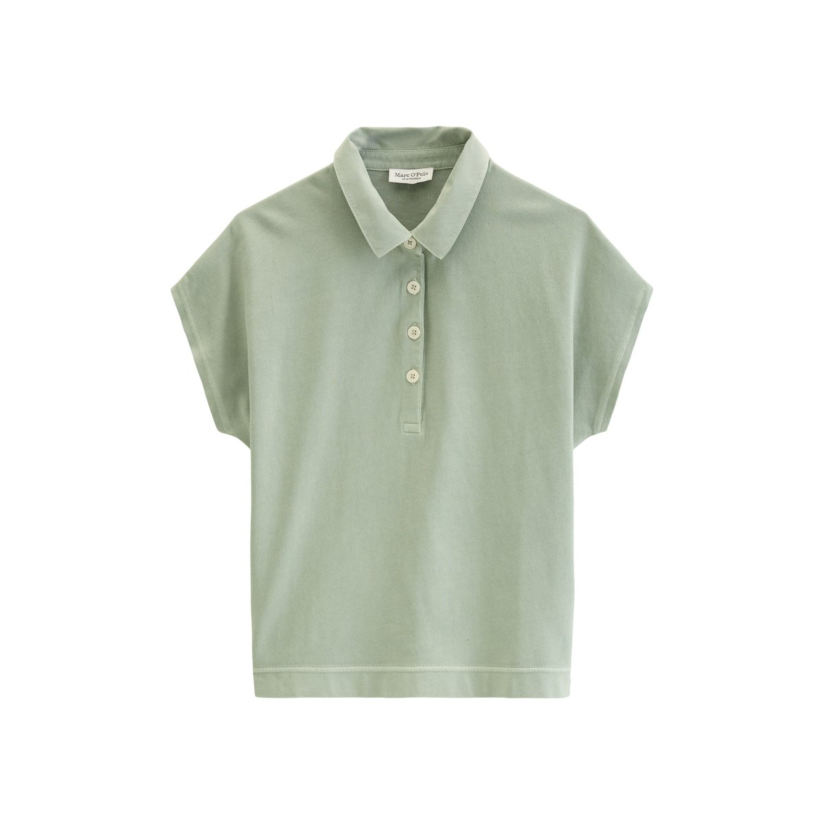 Polo loose en single jersey doux vert clair, MARC O'POLO