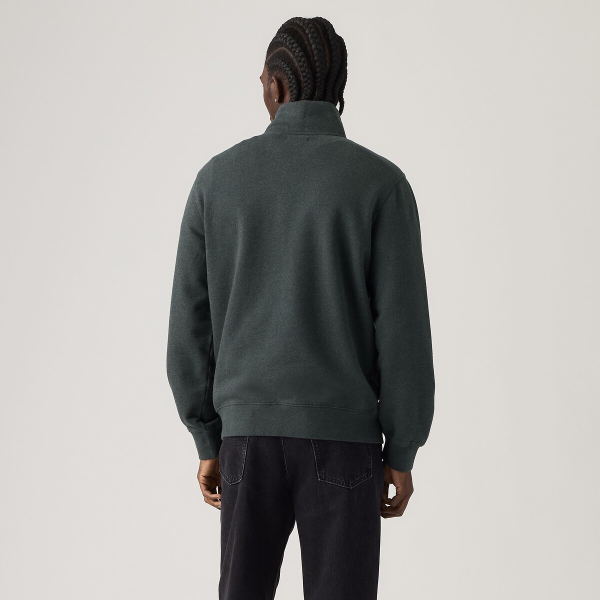 Sweat demi-zip gris foncé chiné, LEVI'S