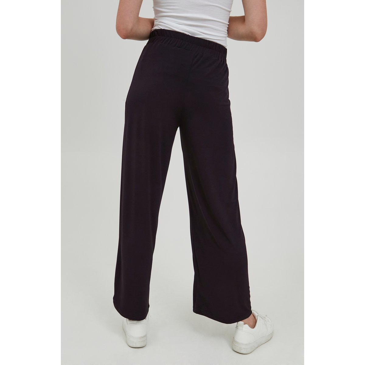 Pantalon coupe large, taille élastique noir, ICHI