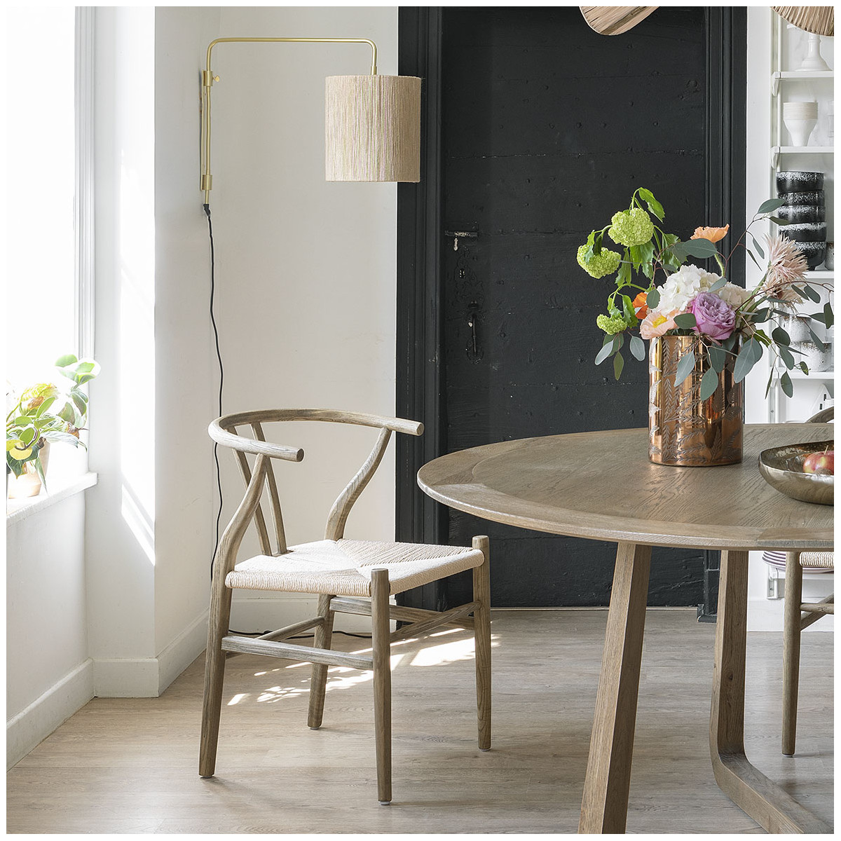 Chaise bois frêne naturel - 52x55x78 beige, BLANC D’IVOIRE