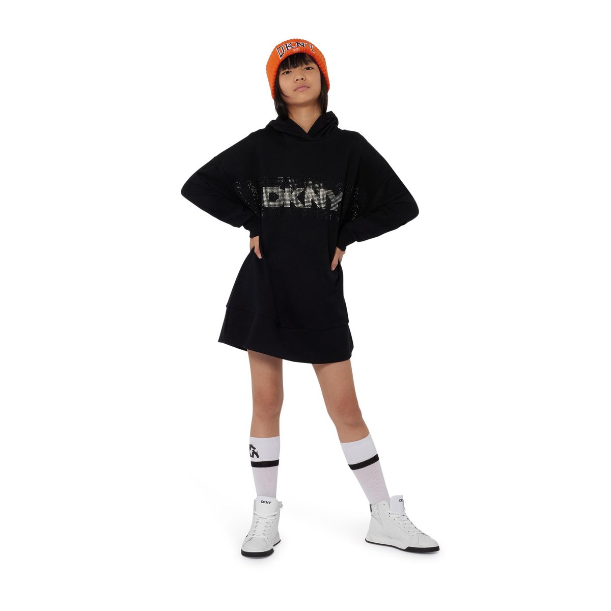 Robe à capuche en molleton black, DKNY