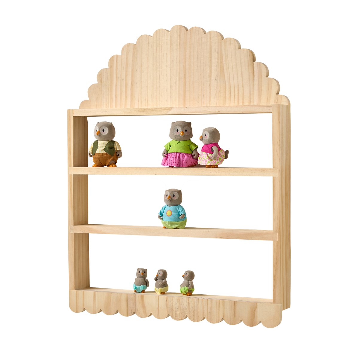 Rangement étagère figurines bois feston beige, VERTBAUDET