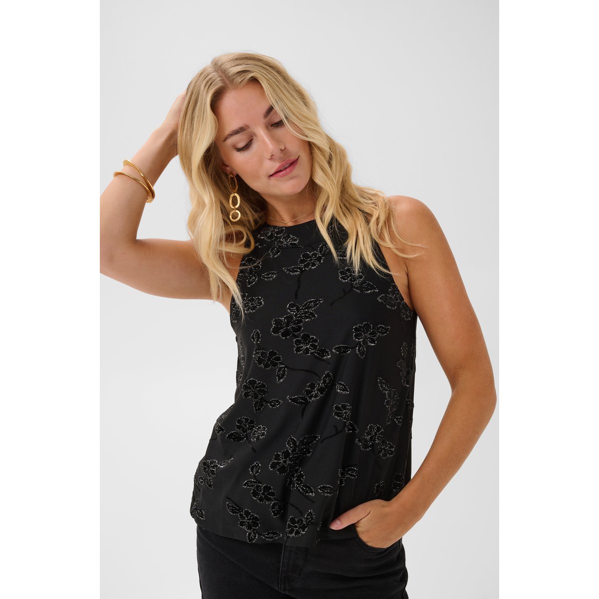 Blouse sans manches noir pitch black, CREAM