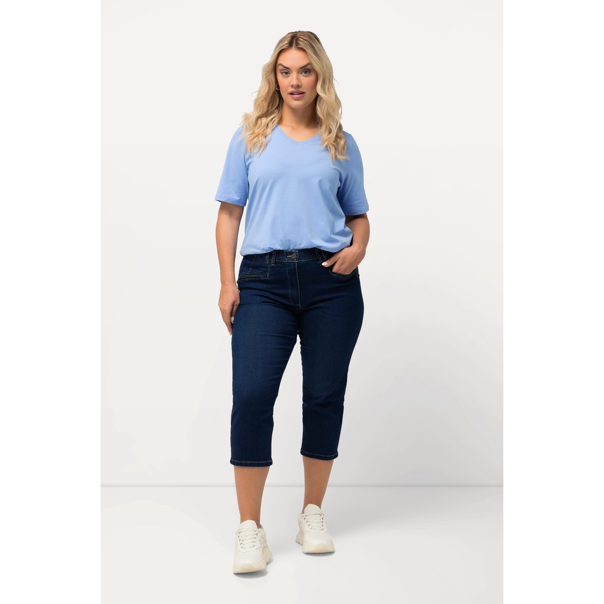 Jean Mony 7/8. Taille élastique. bleu jean, ULLA POPKEN
