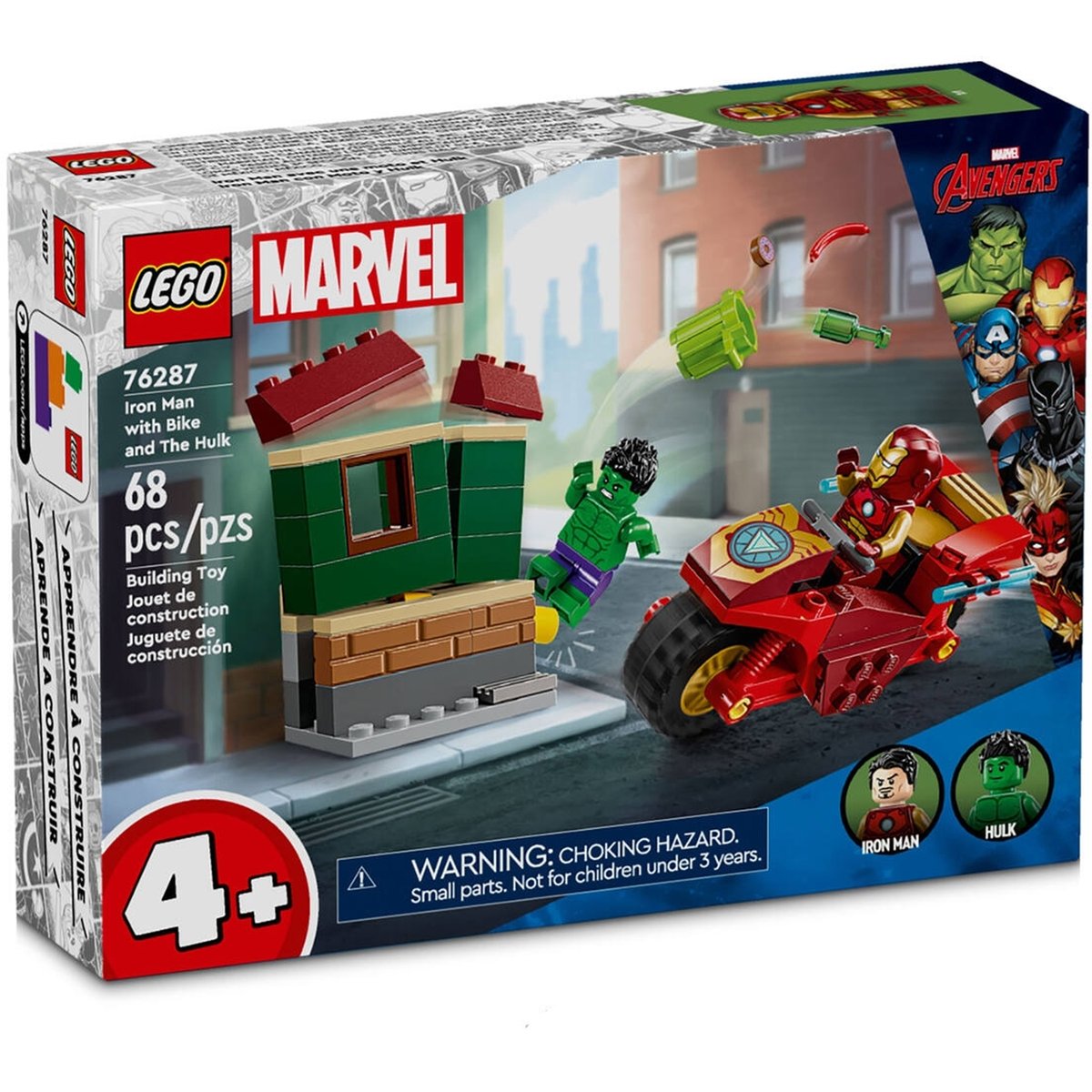 Iron Man avec une moto et Hulk multicolore, LEGO
