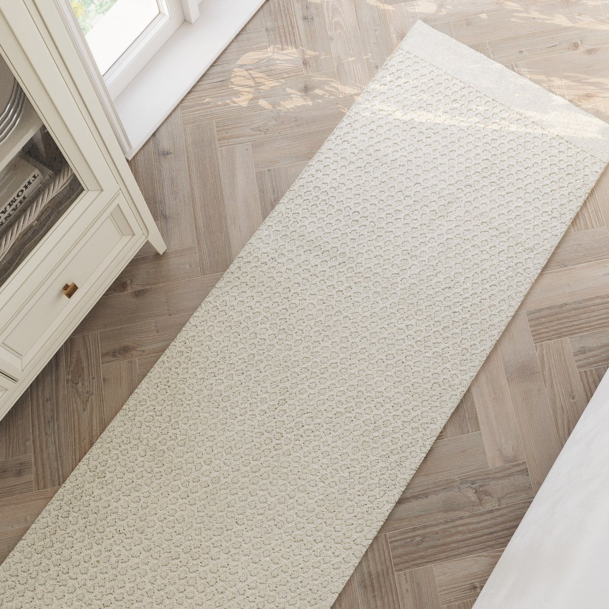 Tapis de couloir tufté main ,  HAMPTONS THIRTYEIGHT blanc crème, WECON HOME