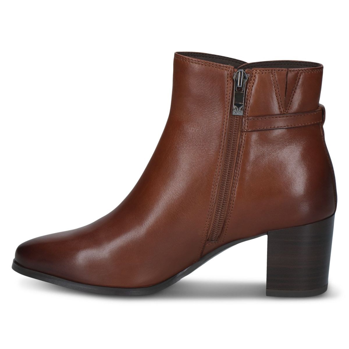 Bottine en cuir marron mocca combiné, CAPRICE