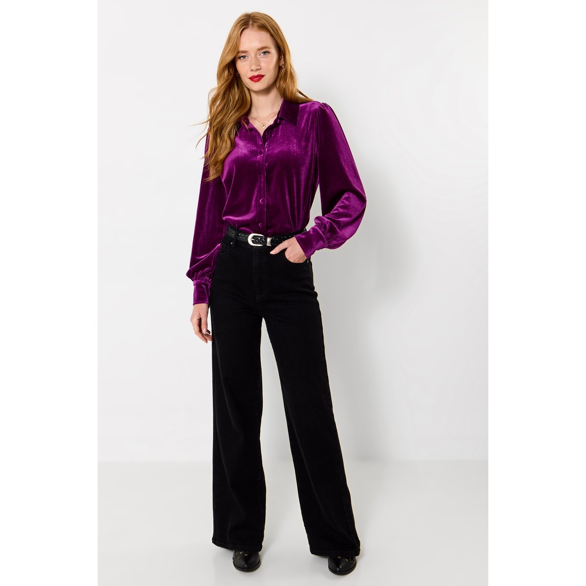 Blouse à Col en Velours Iris violet, JOE BROWNS