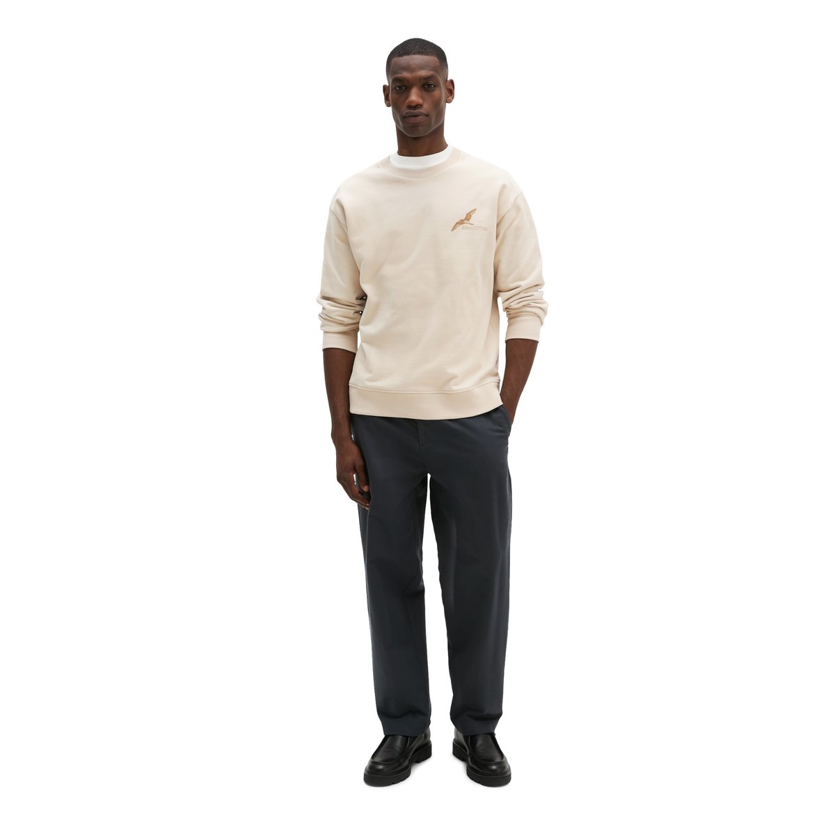 Sweat-shirt relaxed avec un grand imprimé au dos gris, MARC O'POLO