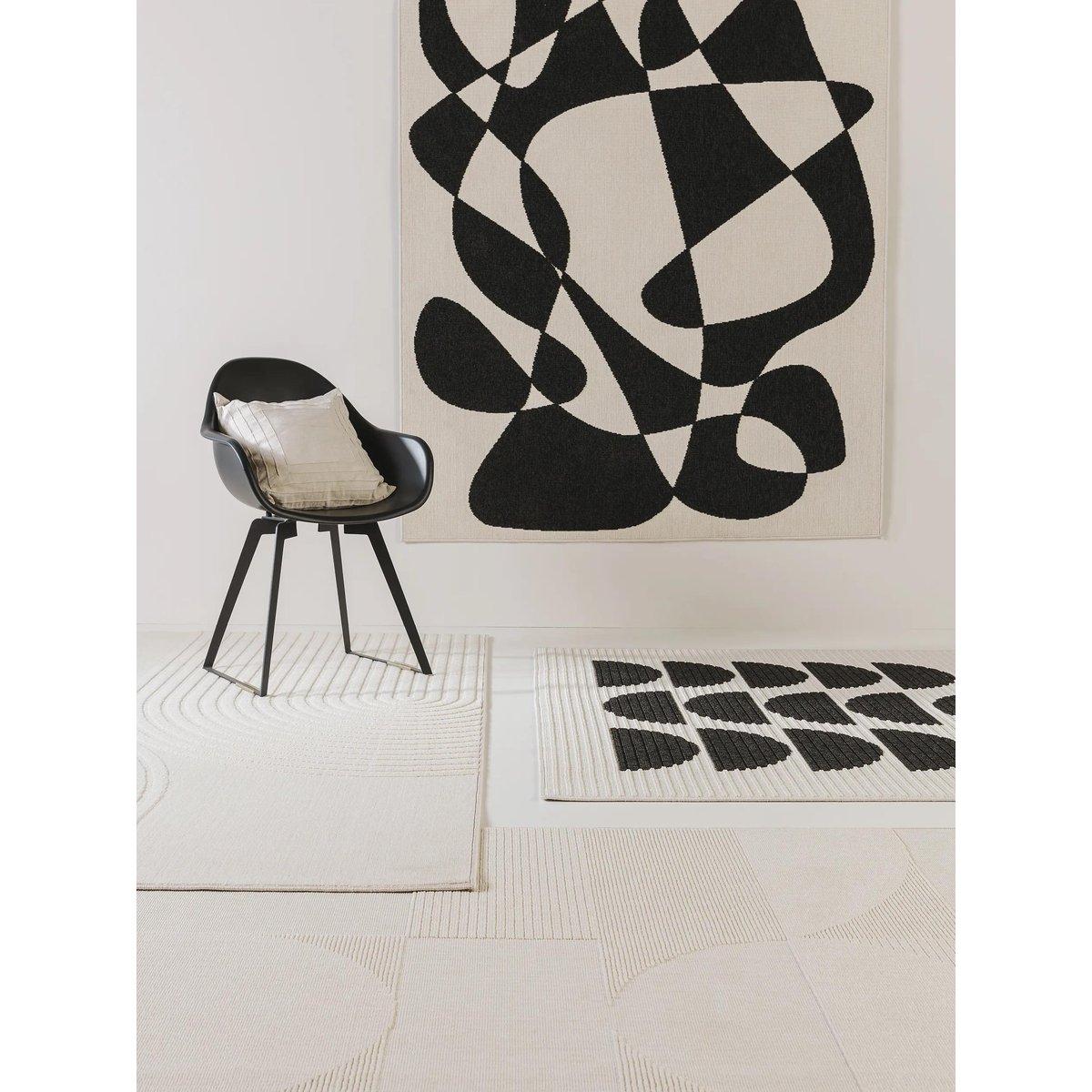 Tapis d'extérieur & intérieur TARO noir & blanc, BENUTA