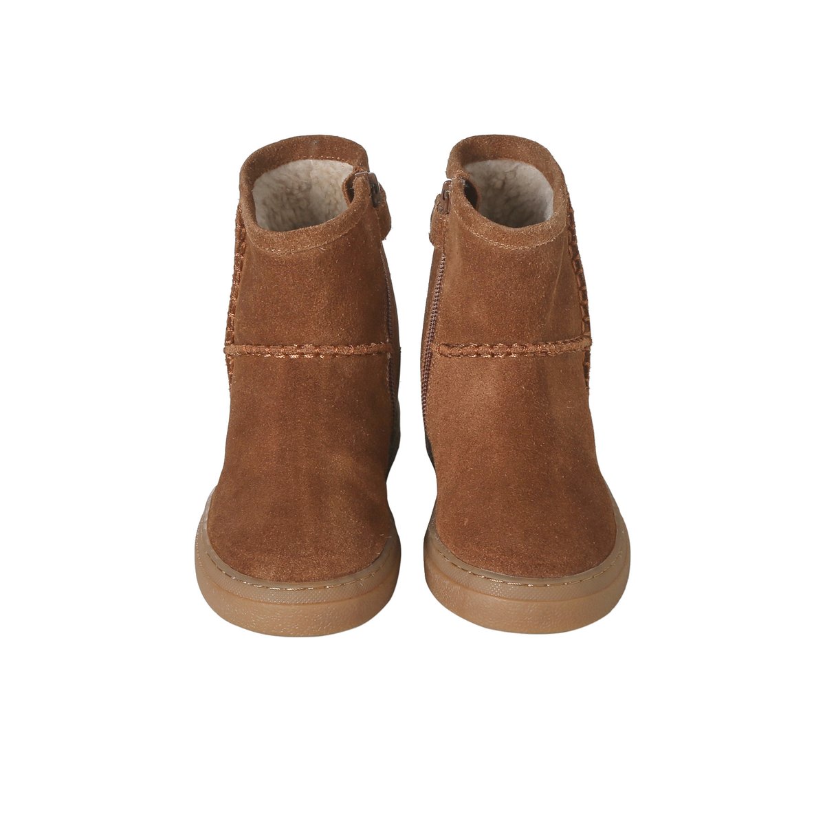 Boots cuir zippées marron, VERTBAUDET