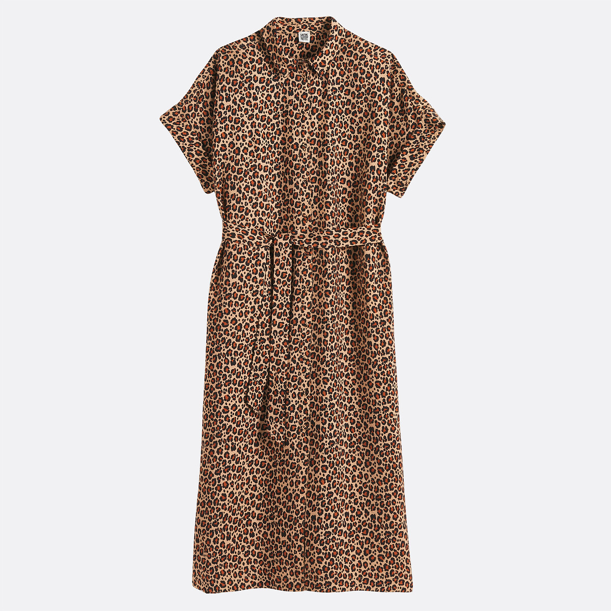Robe évasée, imprimé animalier, longue, manches courtes imprimé léopard, LA REDOUTE COLLECTIONS