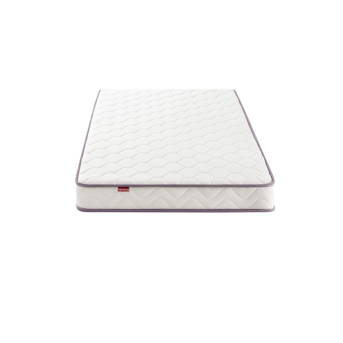 Ensemble matelas mousse POSITIVE LIT, sommier en kit déco et pieds blanc, MERINOS