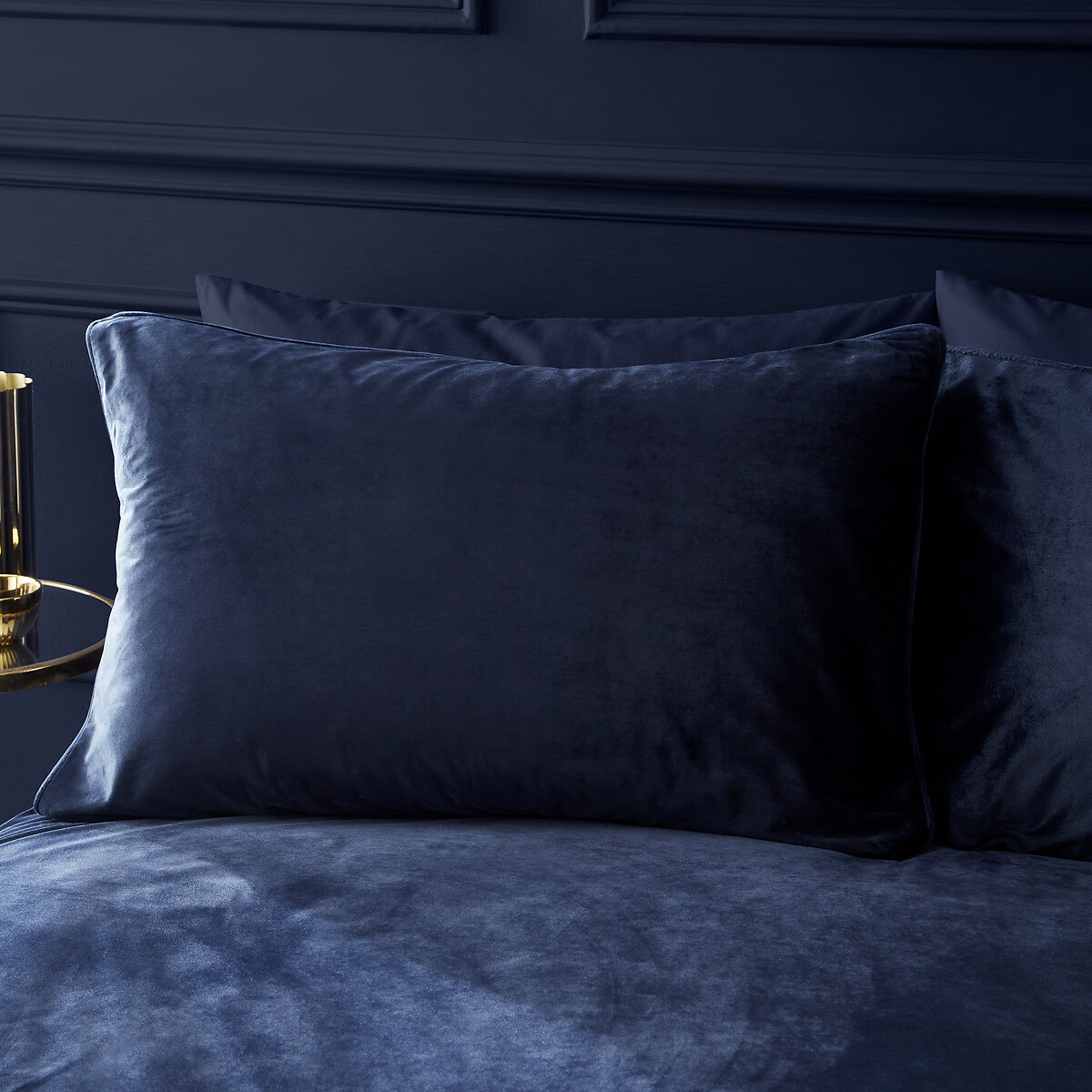 Kingsley Soft Matt Velvet Duvet Cover and Pillowcase Set navy, CATHERINE LANSFIELD