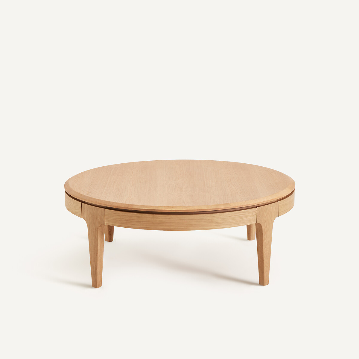 Sanara Solid/Veneer Oak Round Coffee Table with 2 Drawers natural oak, AM.PM