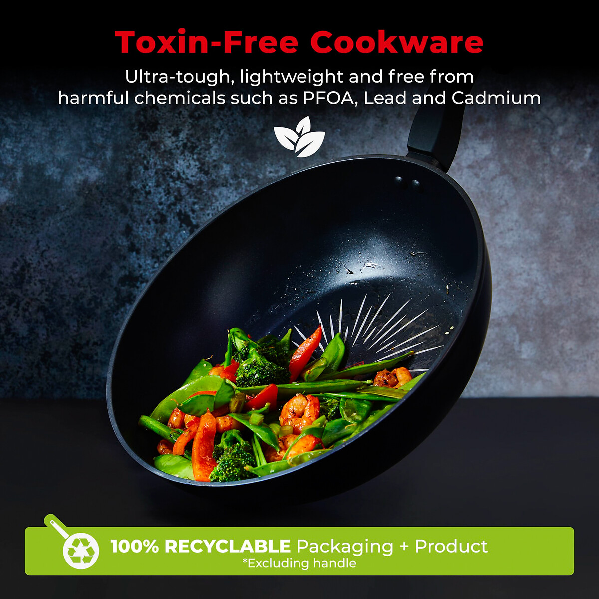 28cm Smart Start Gourmet Wok black, TOWER