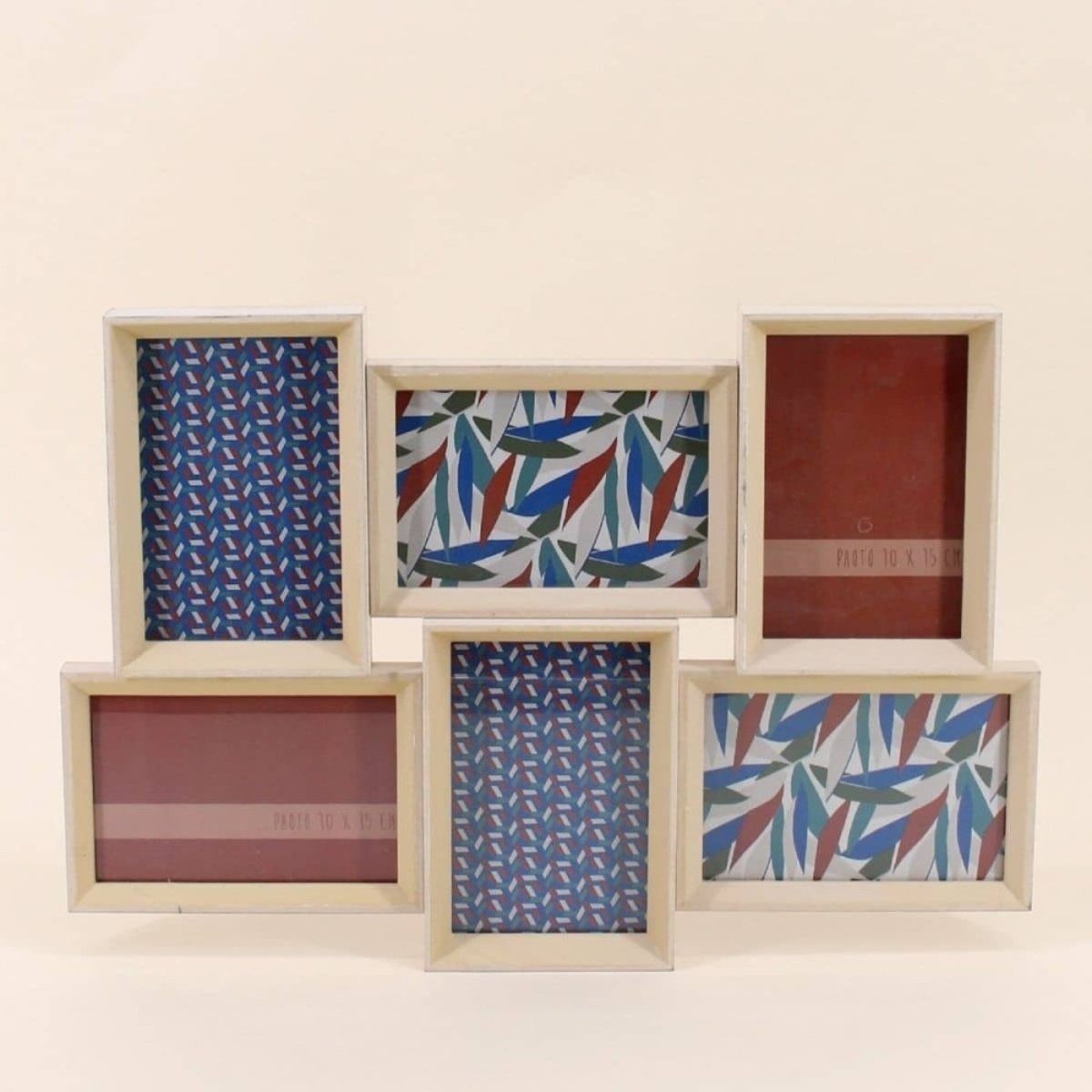 Cadre multivues 6 photos en bois 45x31cm naturel, ORNAMI