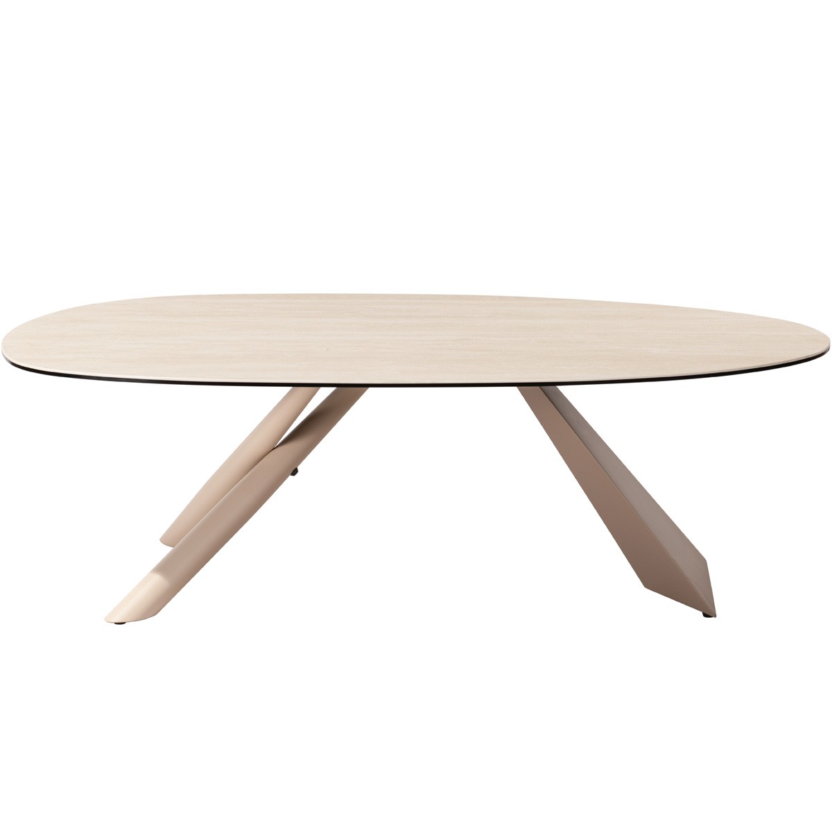 Table basse ovale en céramique effet Travertin - TUNDRA travertin, HOMIFAB
