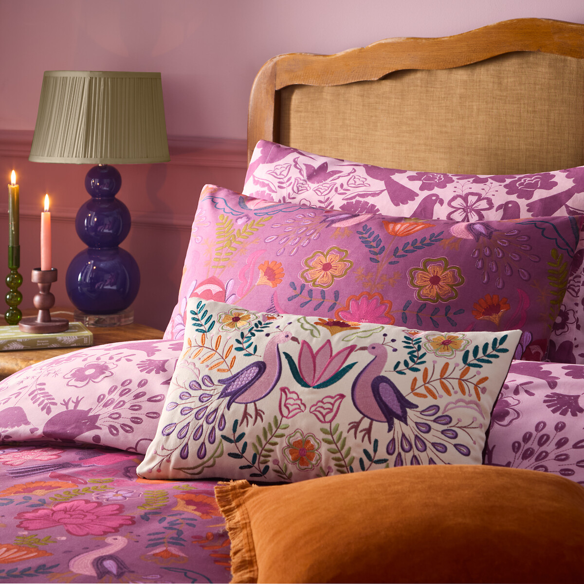 Broderie Duvet Cover and Pillowcase Set purple, FURN.