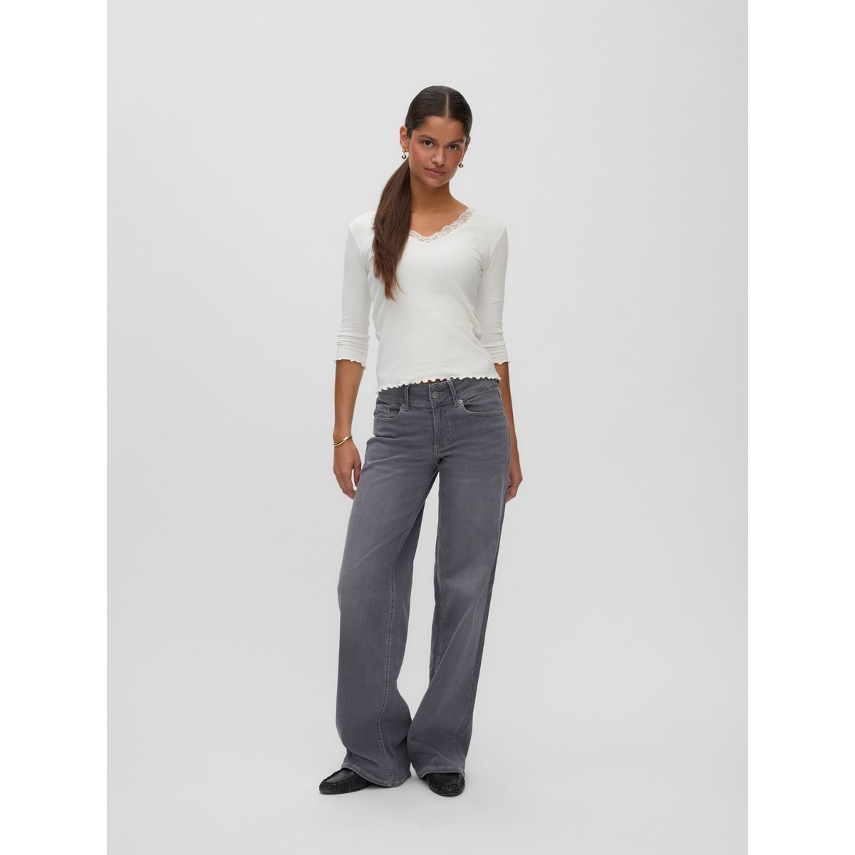 Jean À Coupe Large medium grey denim, VERO MODA