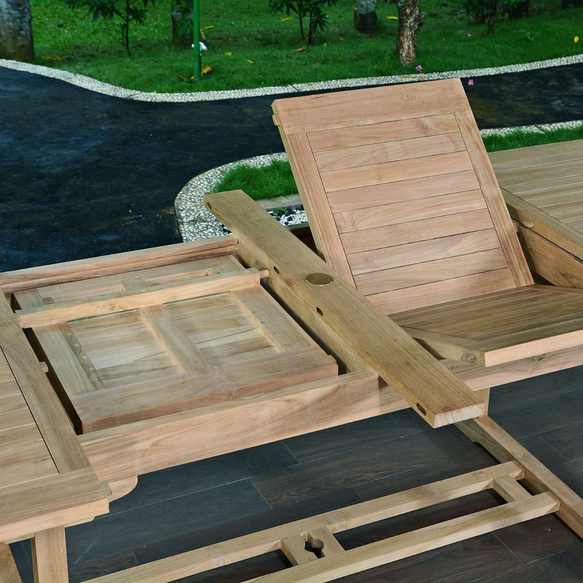 Salon de jardin teck massif Khania, 10 places naturel, TECK ATTITUDE