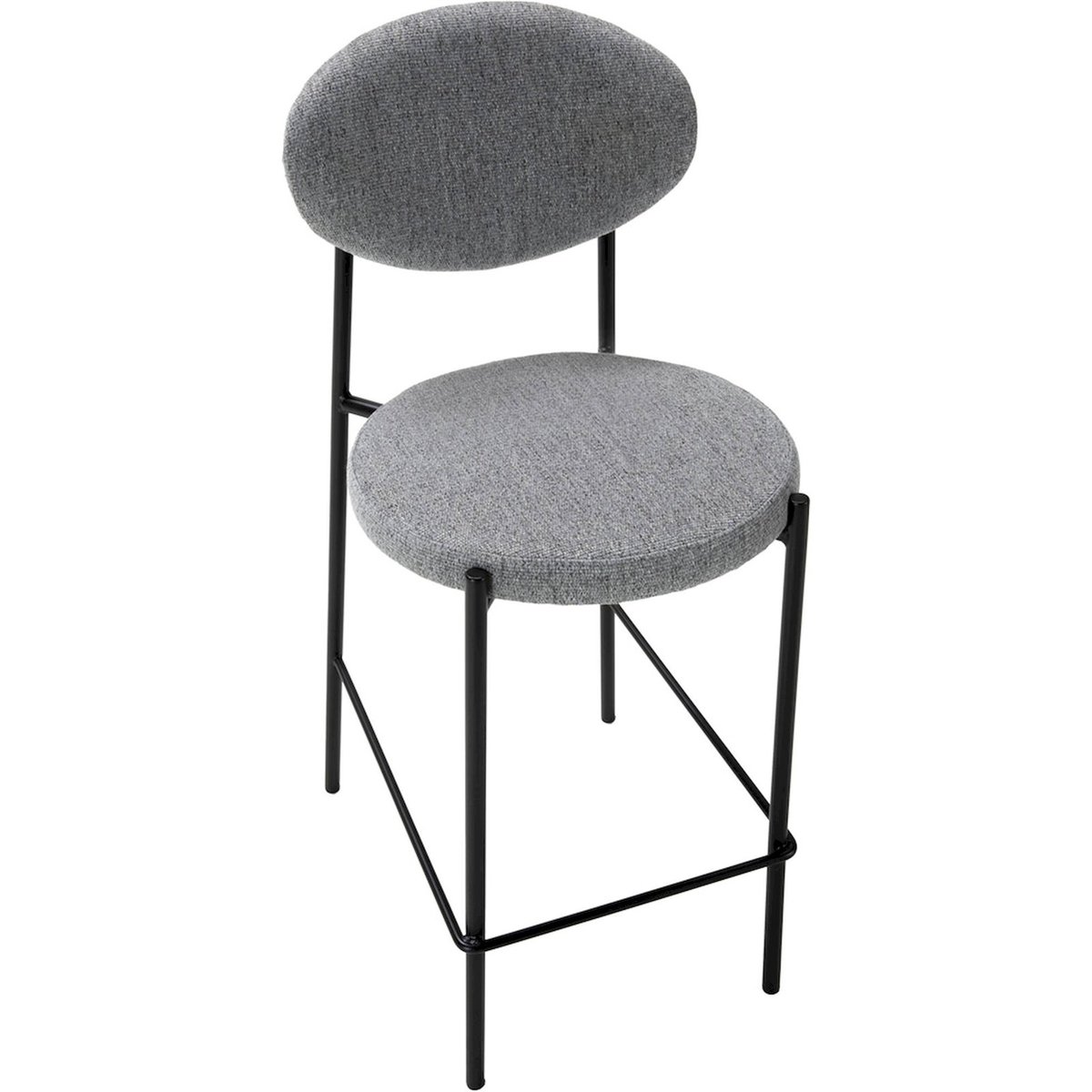 Tabouret de bar en tissu et métal gris et noir, RECOLLECTION
