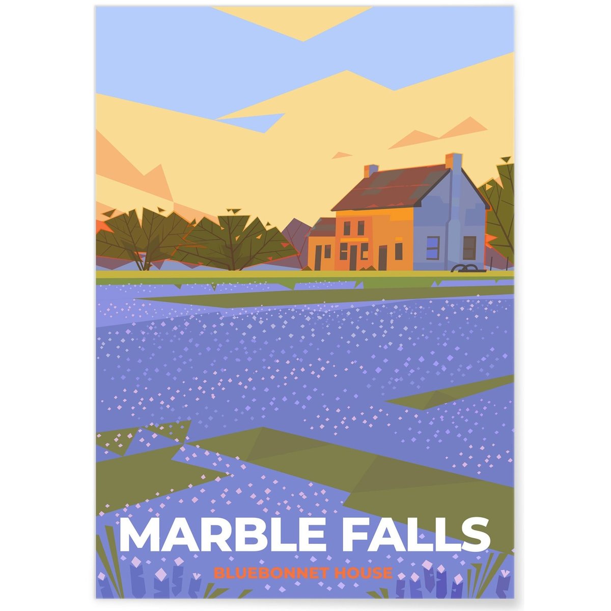 Affiche ville Marble Falls blanc, L'AFFICHERIE