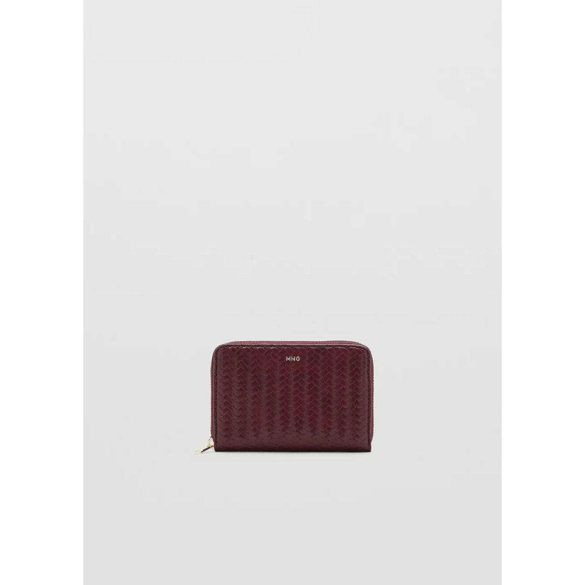 Portefeuille moyen tressé bordeaux, MANGO
