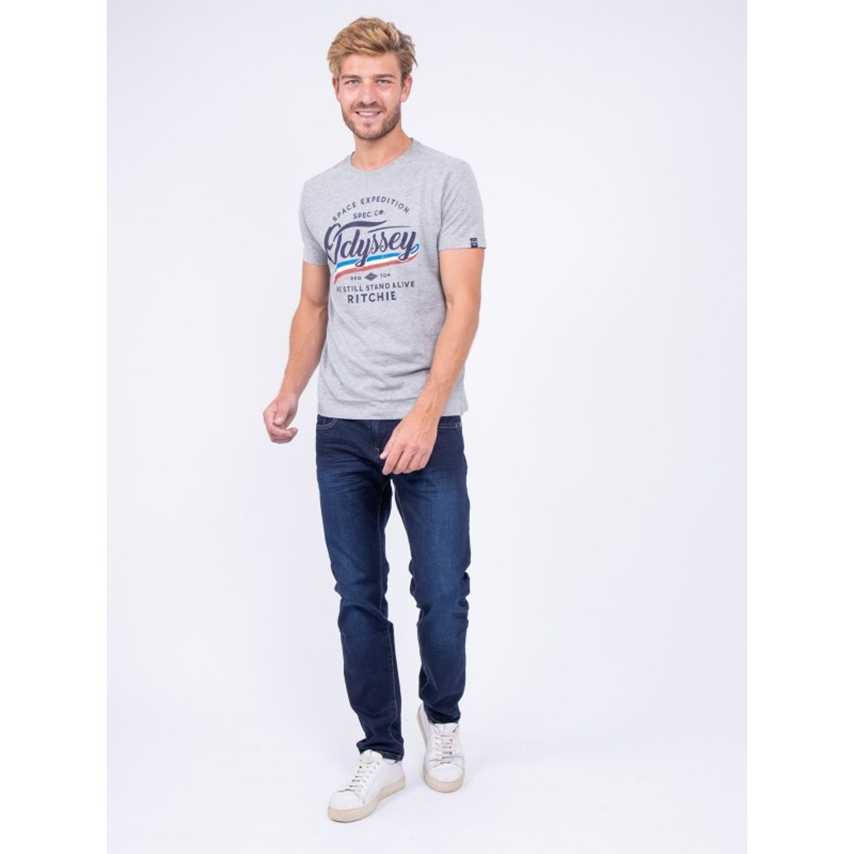 T-shirt Col Rond Pur Coton Joufax gris, RITCHIE