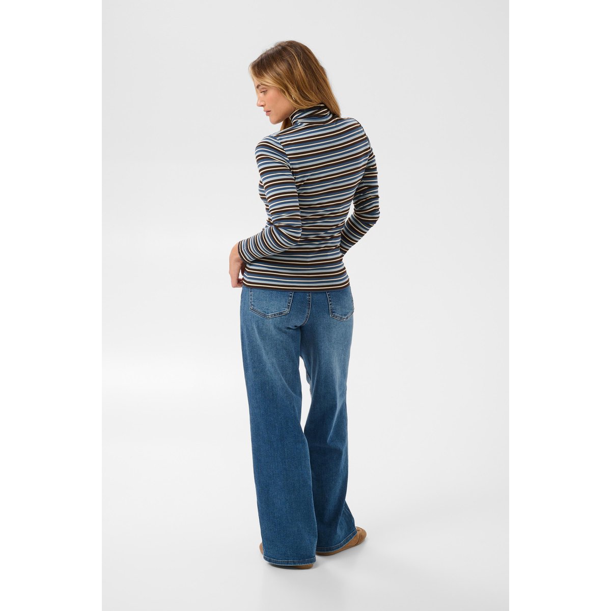 T-shirt à manches longues marron bleu coffee bean/blue multi stripe, KAFFE