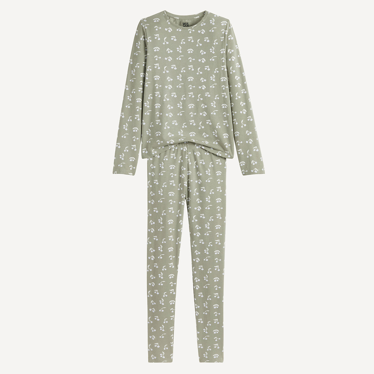 Pyjama en jersey, imprimé cerises vert, LA REDOUTE COLLECTIONS